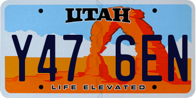 UT license plate Y476EN