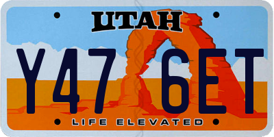 UT license plate Y476ET
