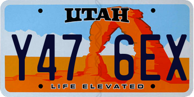 UT license plate Y476EX