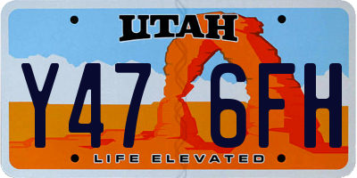 UT license plate Y476FH