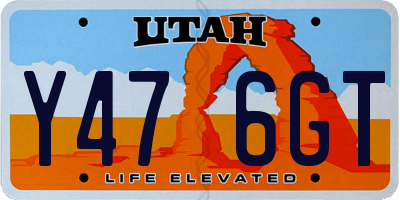 UT license plate Y476GT