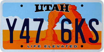 UT license plate Y476KS