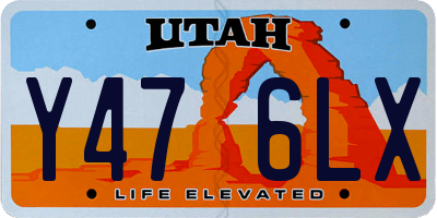 UT license plate Y476LX