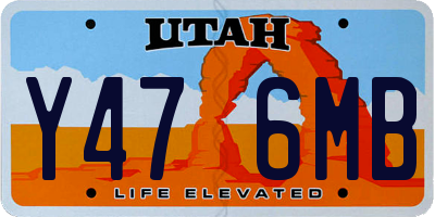 UT license plate Y476MB