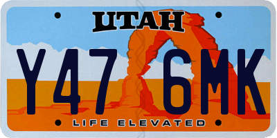 UT license plate Y476MK