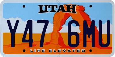 UT license plate Y476MU