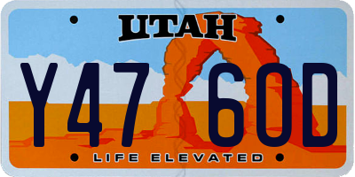UT license plate Y476OD
