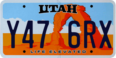 UT license plate Y476RX