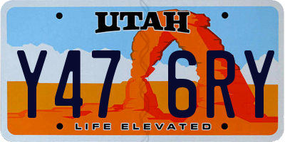 UT license plate Y476RY