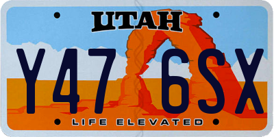 UT license plate Y476SX