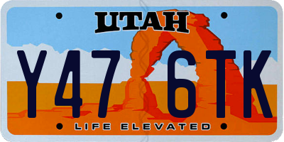 UT license plate Y476TK
