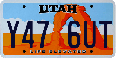 UT license plate Y476UT