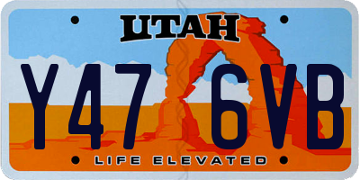 UT license plate Y476VB