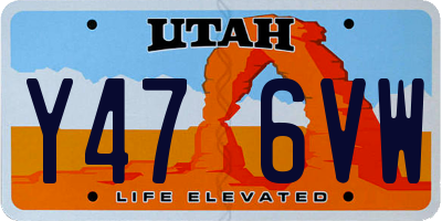 UT license plate Y476VW