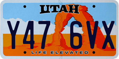 UT license plate Y476VX