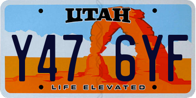 UT license plate Y476YF