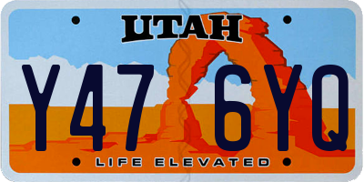 UT license plate Y476YQ