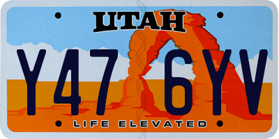UT license plate Y476YV