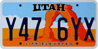 UT license plate Y476YX
