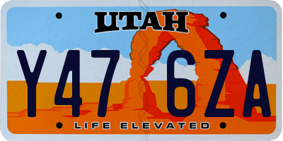 UT license plate Y476ZA