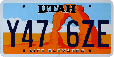 UT license plate Y476ZE