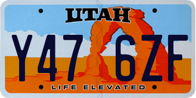 UT license plate Y476ZF
