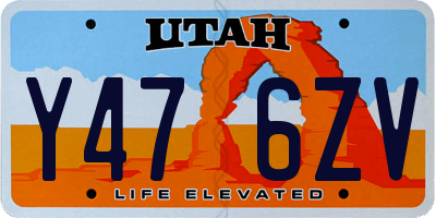 UT license plate Y476ZV
