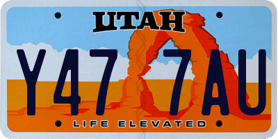 UT license plate Y477AU
