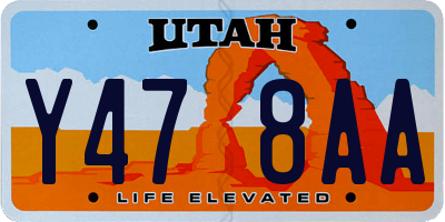 UT license plate Y478AA