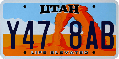 UT license plate Y478AB