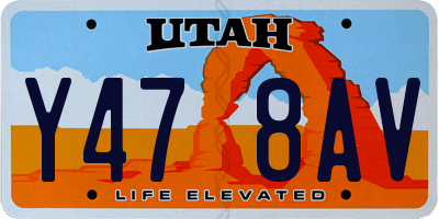 UT license plate Y478AV