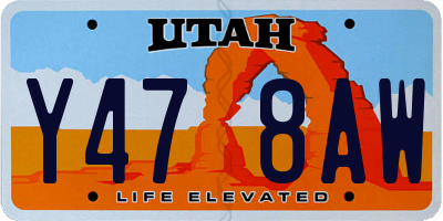 UT license plate Y478AW
