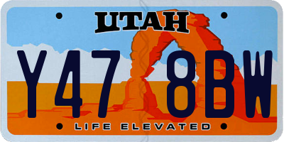 UT license plate Y478BW