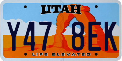 UT license plate Y478EK
