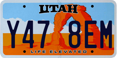 UT license plate Y478EM