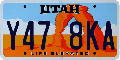 UT license plate Y478KA