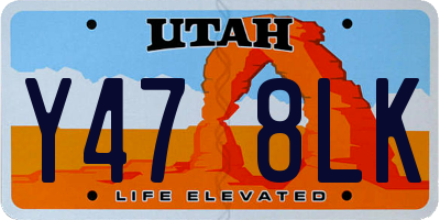 UT license plate Y478LK