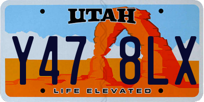 UT license plate Y478LX