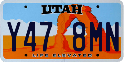 UT license plate Y478MN