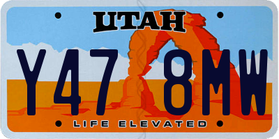 UT license plate Y478MW
