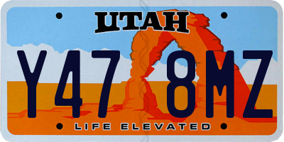UT license plate Y478MZ