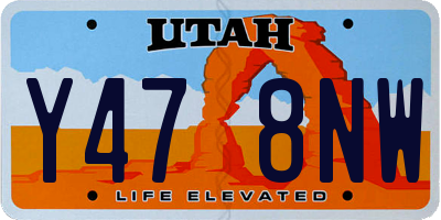 UT license plate Y478NW