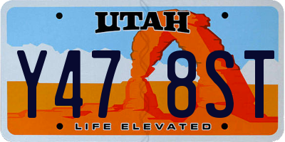 UT license plate Y478ST