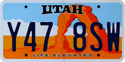 UT license plate Y478SW