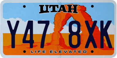 UT license plate Y478XK