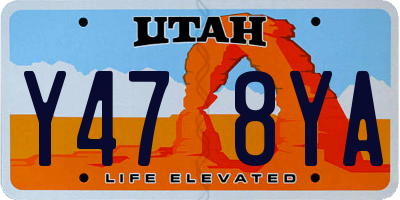 UT license plate Y478YA