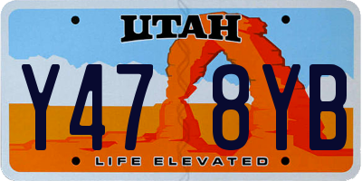 UT license plate Y478YB