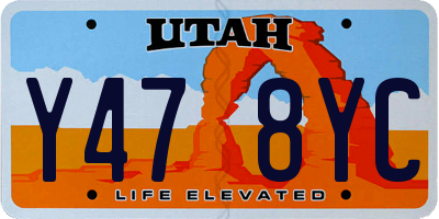 UT license plate Y478YC