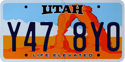UT license plate Y478YO
