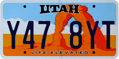 UT license plate Y478YT